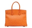 A TANGERINE OSTRICH BIRKIN 30 BAG WITH PALLADIUM HARDWARE