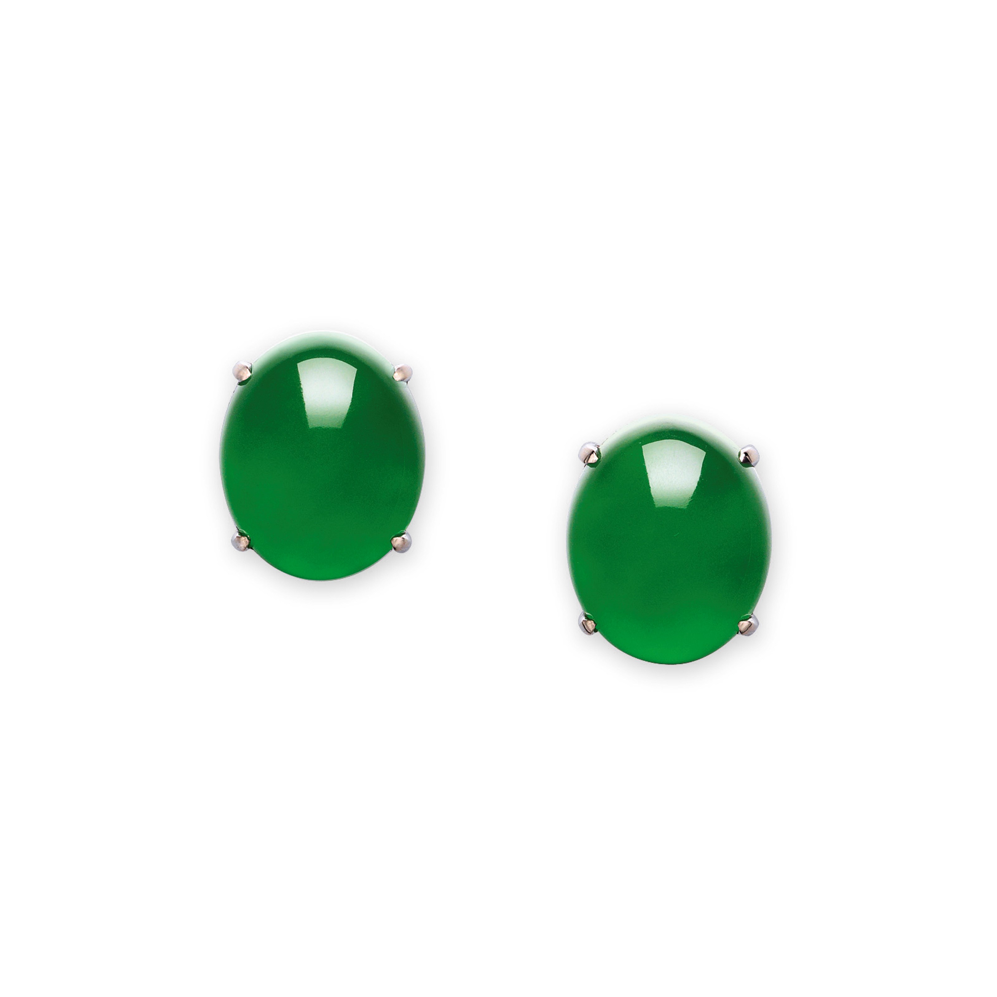 A MAGNIFICENT PAIR OF JADEITE AND DIAMOND EAR STUDS