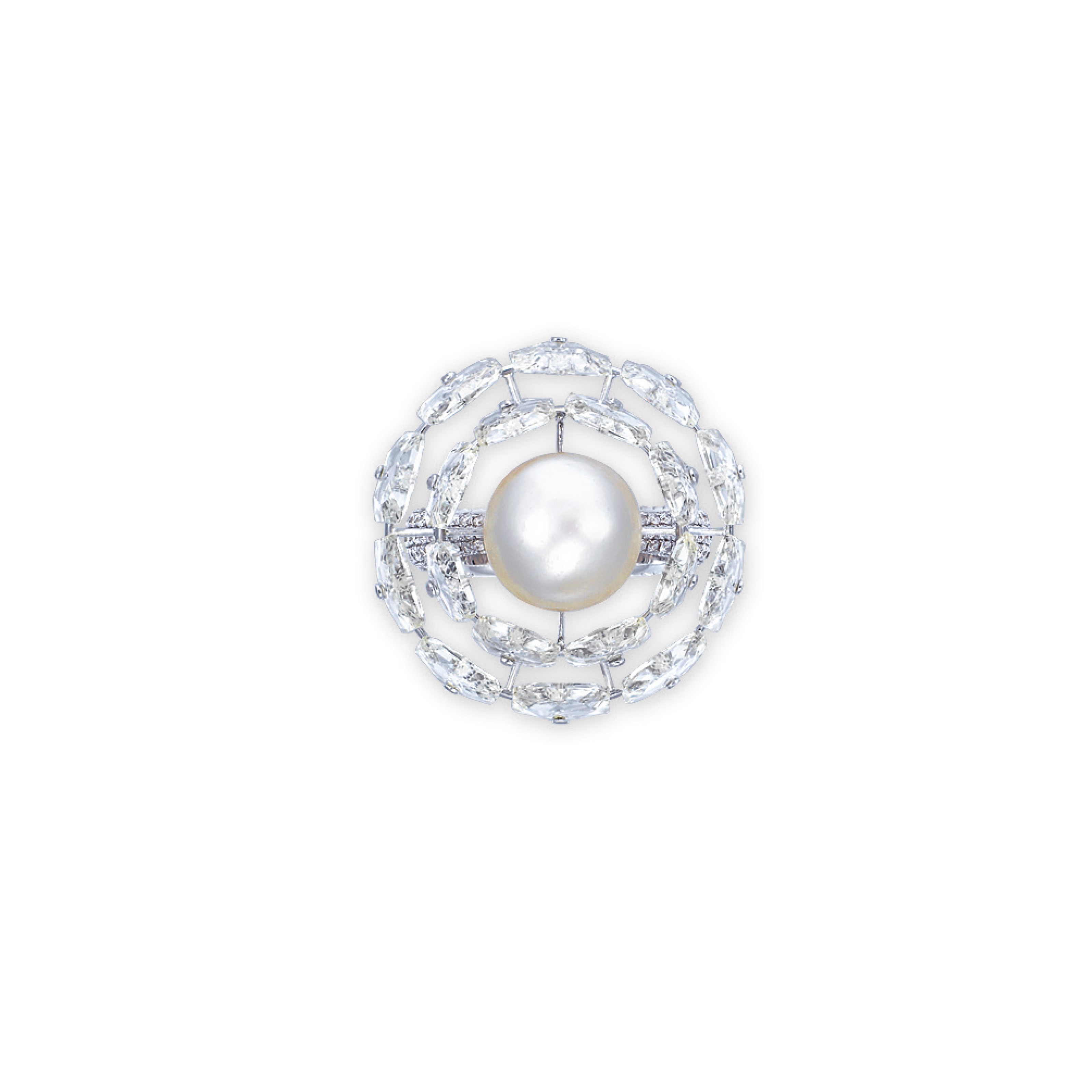A NATURAL PEARL AND DIAMOND RING, BY FORMS