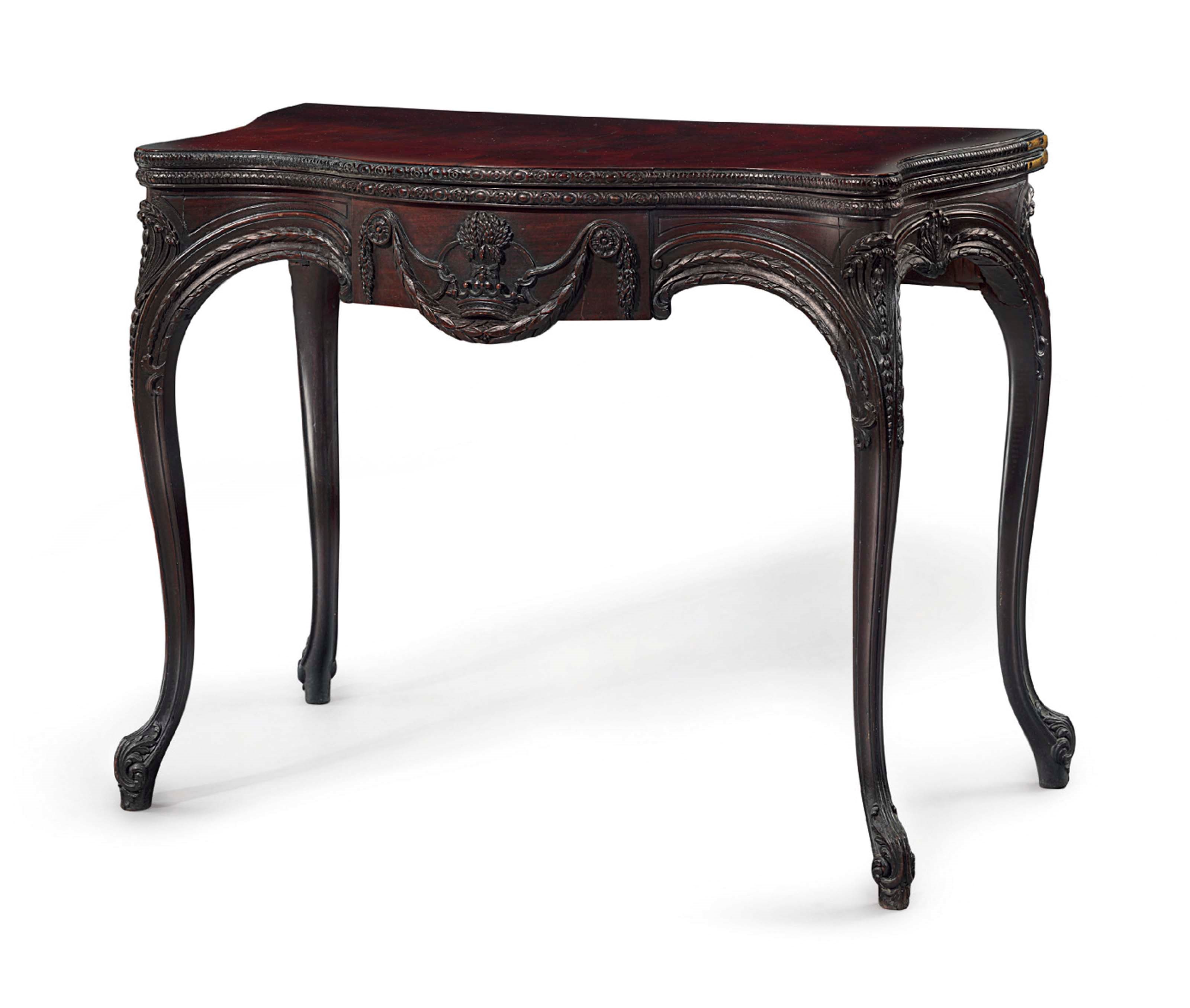 A GEORGE III SOLID MAHOGANY GATE-LEG CARD TABLE