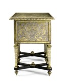 A LOUIS XIV ORMOLU-MOUNTED BRASS, EBONY AND PEWTER-INLAID BUREAU MAZARIN