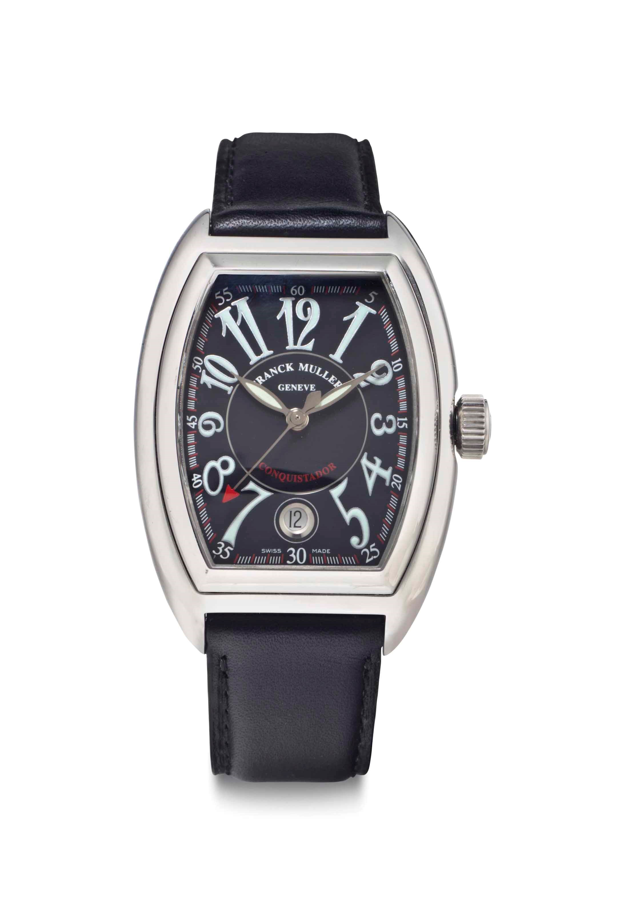 Franck Muller. A Stainless Steel Automatic Wristwatch With Center Seconds and Date