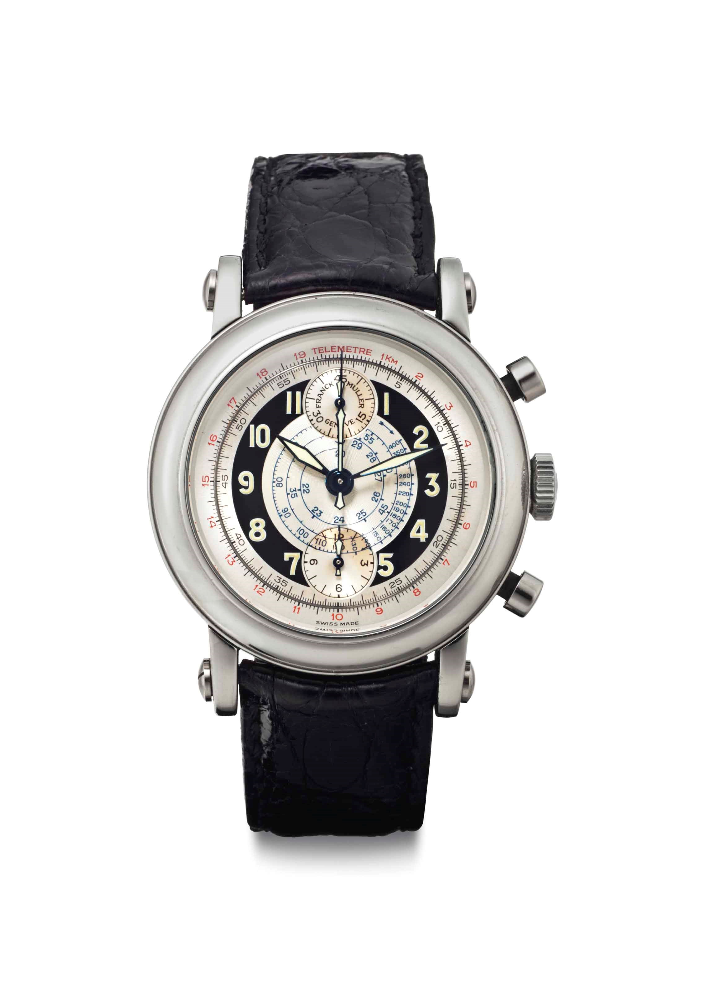 Franck Muller. An 18k White Gold Chronograph Wristwatch with Telemetric Scale