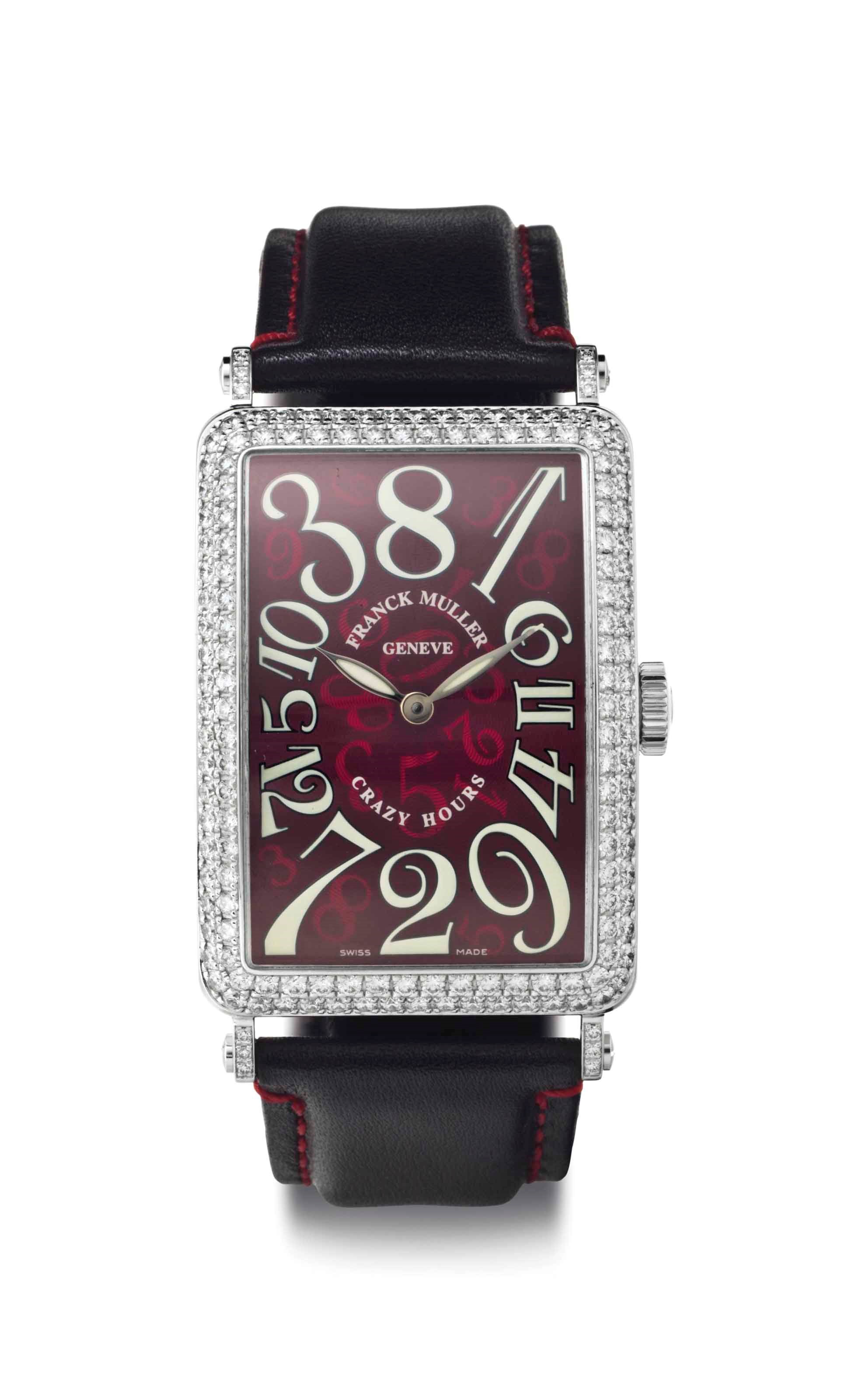 Franck Muller. An 18k White Gold and Diamond-Set Automatic Crazy Hours Wristwatch