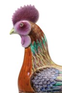 A FAMILLE ROSE ROOSTER TUREEN AND COVER