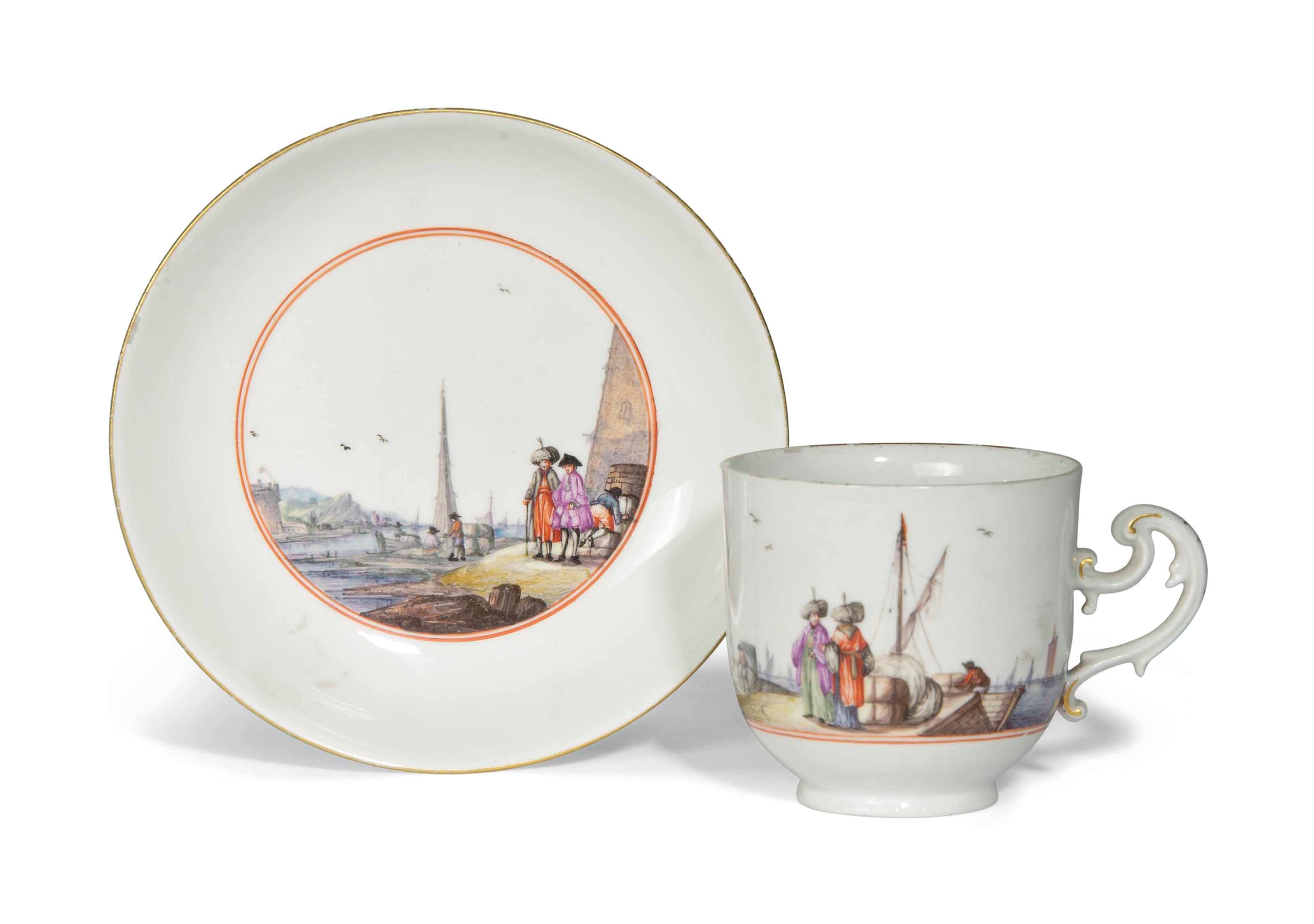A MEISSEN COFFEE CUP AND SAUCER
