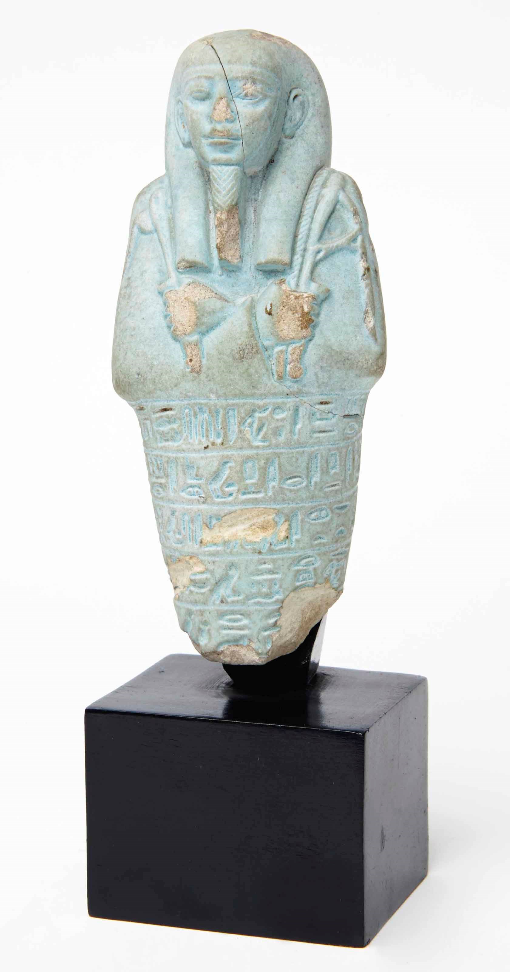 FRAGMENT D'OUSHEBTI EN FAIENCE TURQUOISE