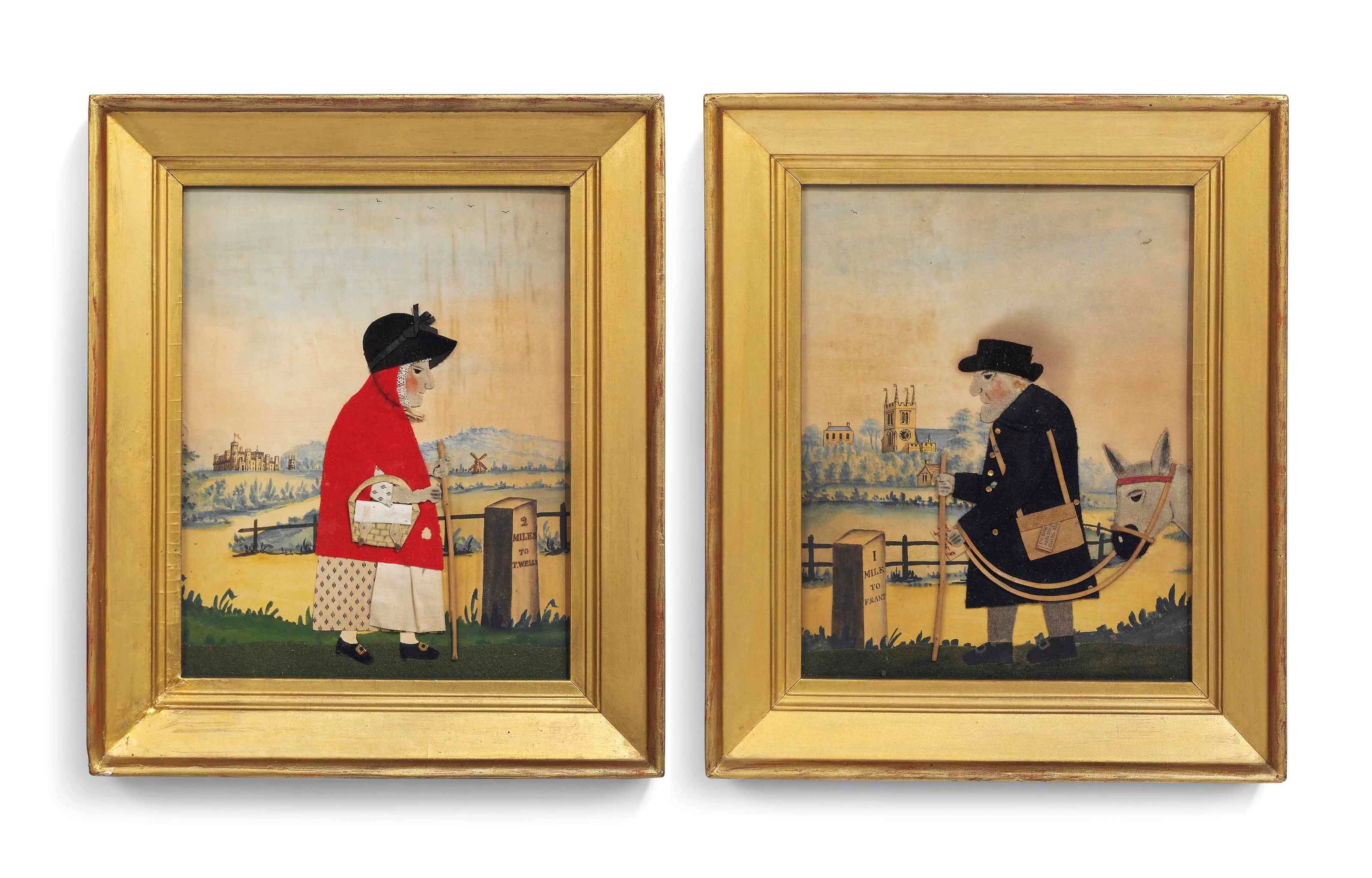 A PAIR OF EARLY VICTORIAN CUT-FELT PICTURES