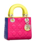 A PINK, YELLOW & BLUE MINI LADY DIOR WITH SILVER HARDWARE