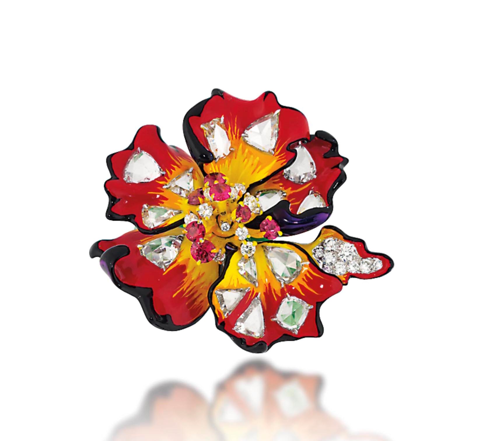 A LACQUER AND DIAMOND 'EGRATIGNA CHIPIE' 'MILLY CARNIVORA' RING, BY CHRISTIAN DIOR