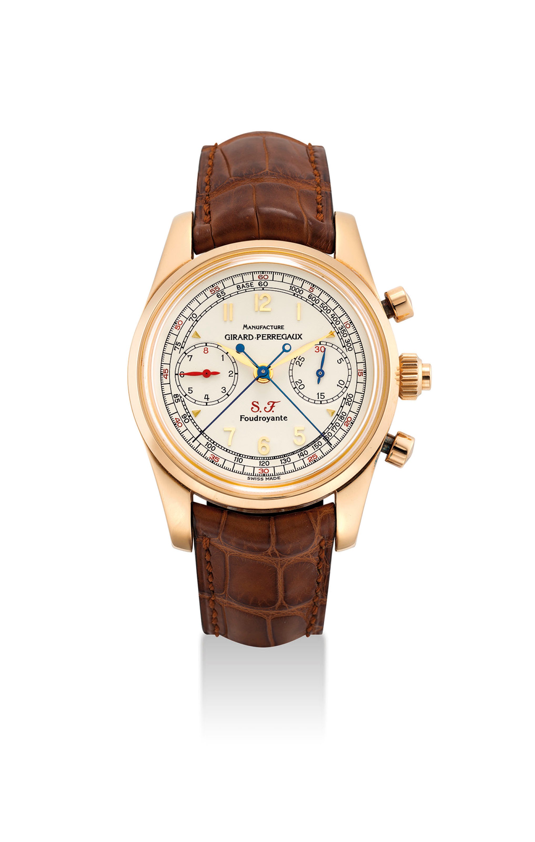 芝柏，精細，18k紅金自動上弦腕錶，配追針計時功能及1/8秒顯示，“Chronograph A Rattrapante Foudroyante”，限量生產，24/150，型號9020，約1999年製