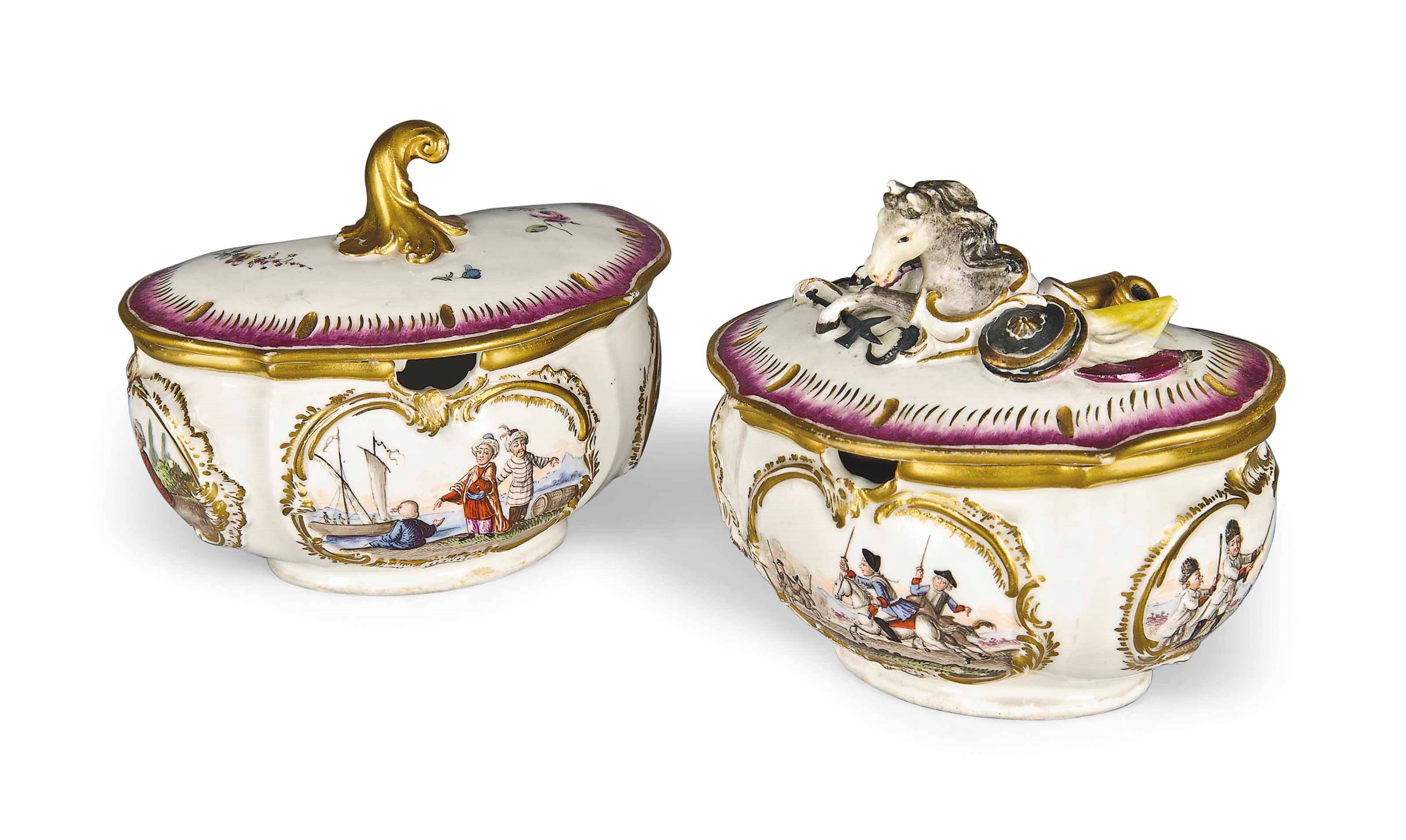 TWO HÖCHST SUGAR-BOXES AND COVERS