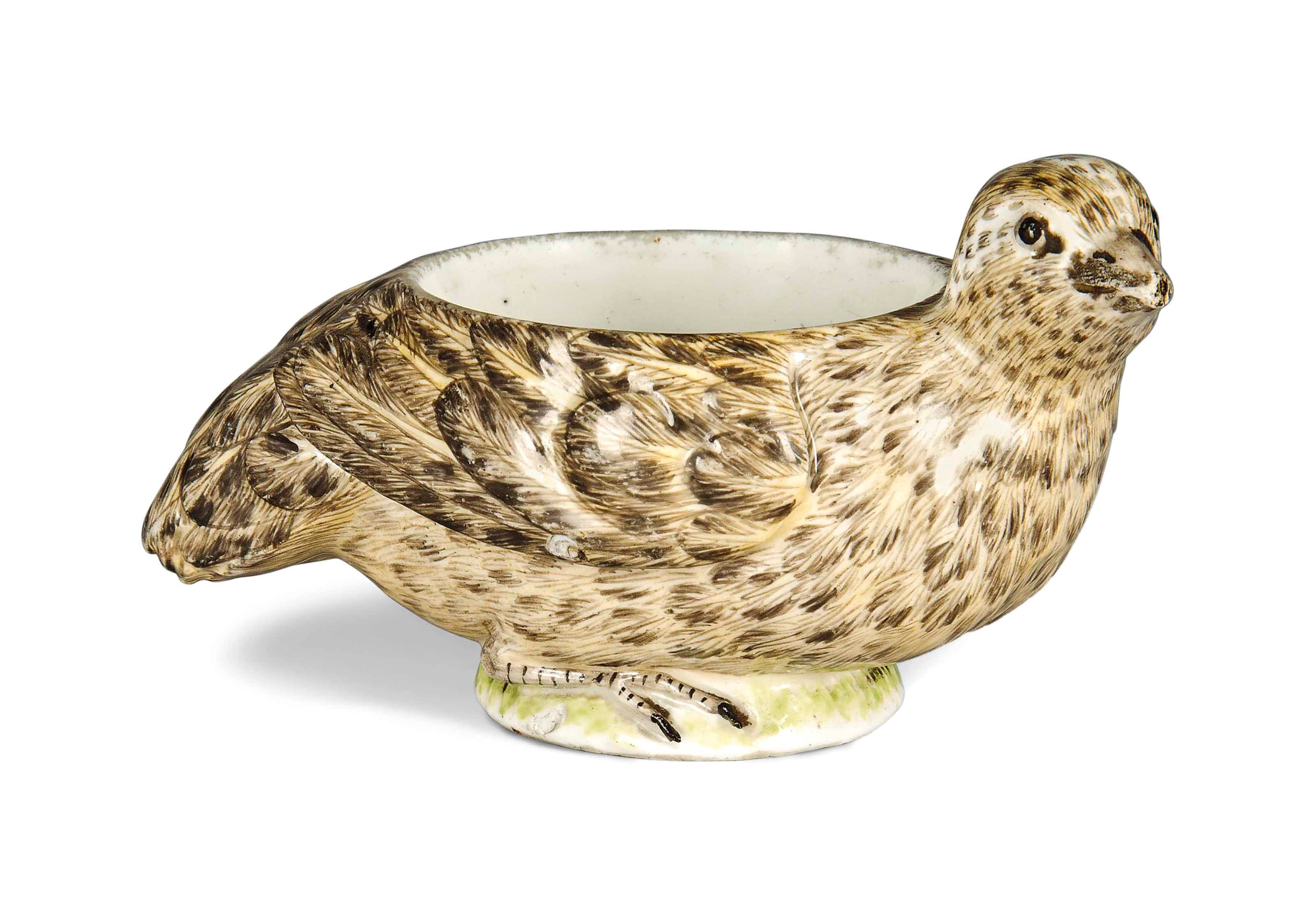 A MEISSEN SALT MODELLED AS A QUAIL