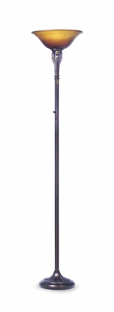 A PAIR OF BRONZE ART DECO STYLE FLOOR LAMPS,