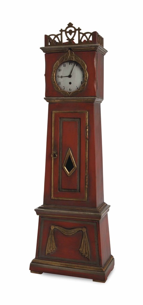 A DANISH PAINTED MINIATURE TALL CASE CLOCK,