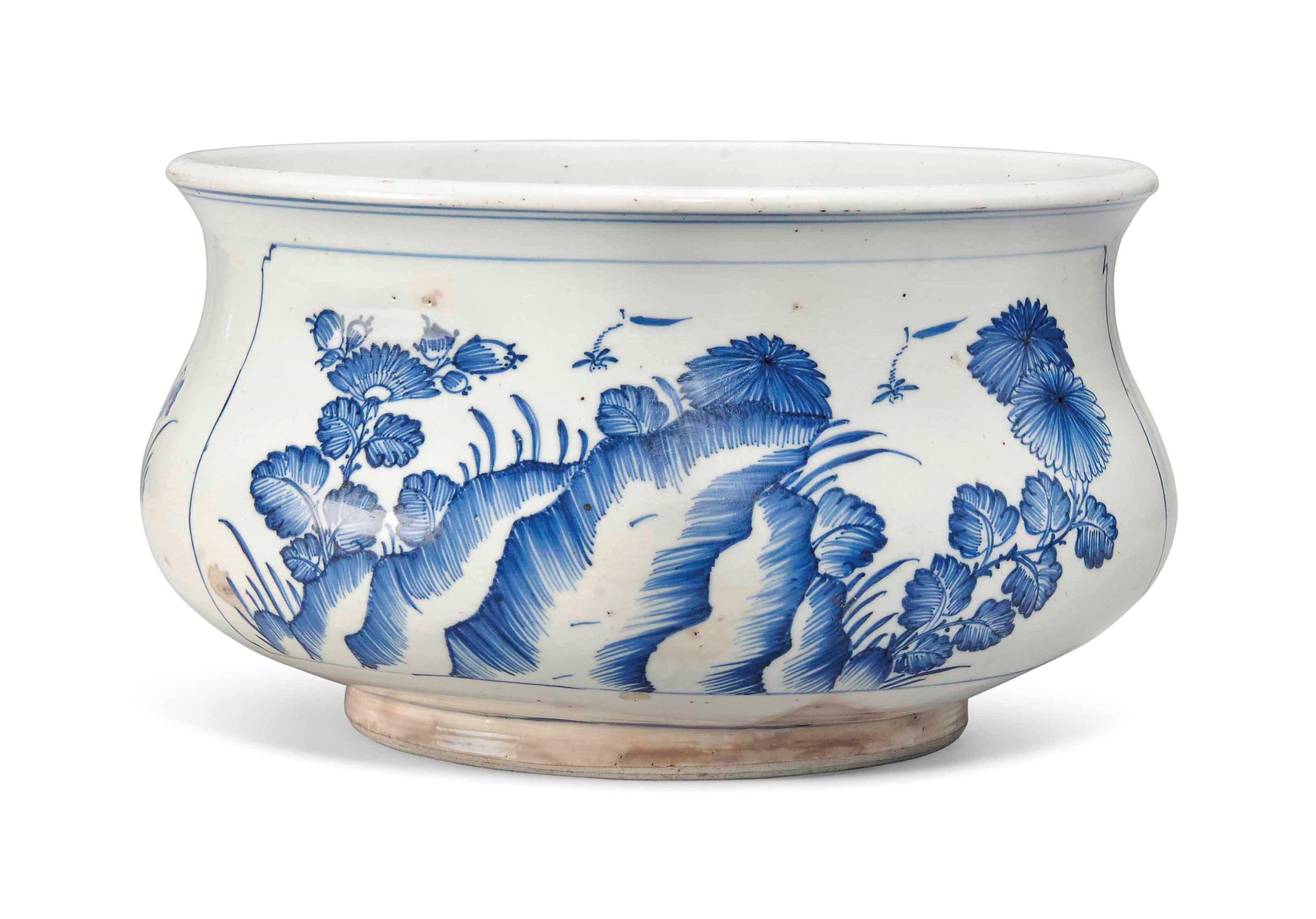 A CHINESE BLUE AND WHITE BOWL