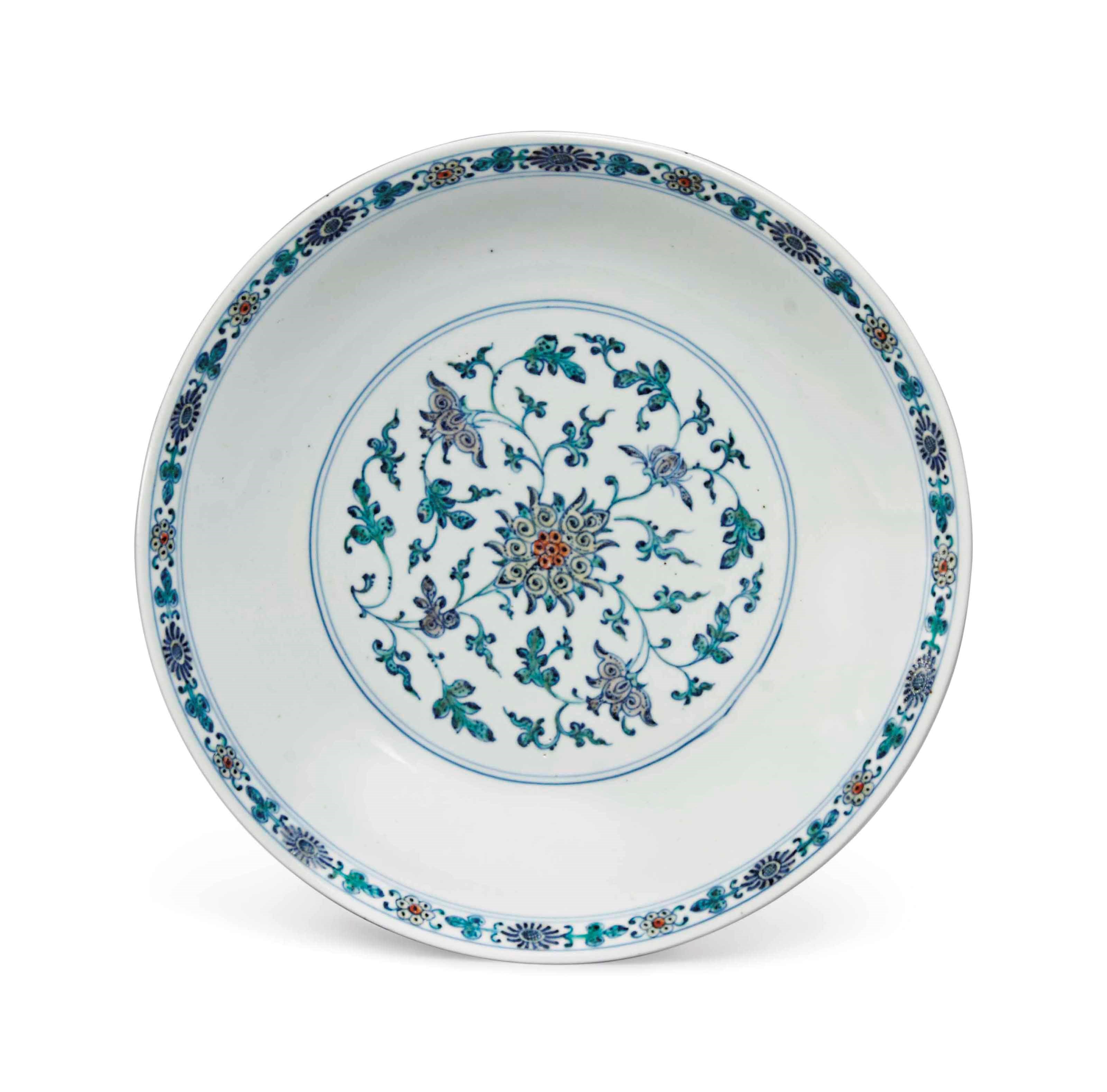 A CHINESE DOUCAI 'LOTUS' DISH