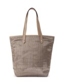 CABAS CHENMAI MM EN TOILE MÉTALLISÉE Á CHEVRON & CUIR BUFFALO FICELLE, GARNITURE EN MÉTAL ARGENTÉ PALLADIÉ