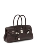 SAC BIRKIN SHOULDER I EN CUIR FJORD CHOCOLAT, GARNITURE EN MÉTAL ARGENTÉ PALLADIÉ