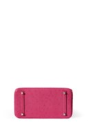 SAC BIRKIN 30 EN AUTRUCHE FUCHSIA, GARNITURE EN MÉTAL ARGENTÉ PALLADIÉ