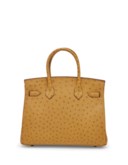 SAC BIRKIN 30 EN AUTRUCHE SABLE, GARNITURE EN MÉTAL ARGENTÉ PALLADIÉ