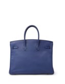 SAC BIRKIN 35 EN TAURILLON CLÉMENCE BLEU BRIGHTON, GARNITURE EN MÉTAL ARGENTÉ PALLADIÉ