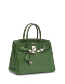 SAC BIRKIN 30 EN CUIR SWIFT VERT BENGALE, GARNITURE EN MÉTAL ARGENTÉ PALLADIÉ