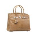 A SHINY FICELLE POROSUS CROCODILE BIRKIN 30 WITH PALLADIUM HARDWARE
