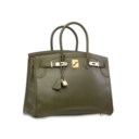 A LIMITED EDITION VERT VÉRONÈSE TADELAKT LEATHER GHILLIES BIRKIN 35 WITH PERMABRASS HARDWARE