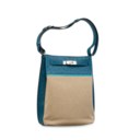 A LIMITED EDITION TURQUOISE OSTRICH & TOILE SO KELLY 22 WITH PALLADIUM HARDWARE
