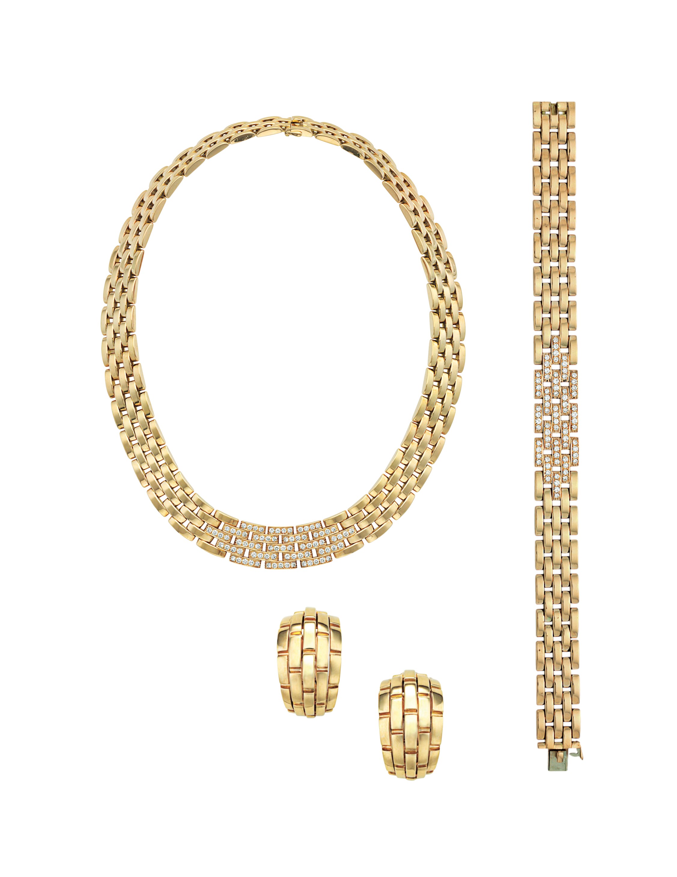 A SUITE OF GOLD 'MAILLON PANTHÈRE' JEWELRY, BY CARTIER