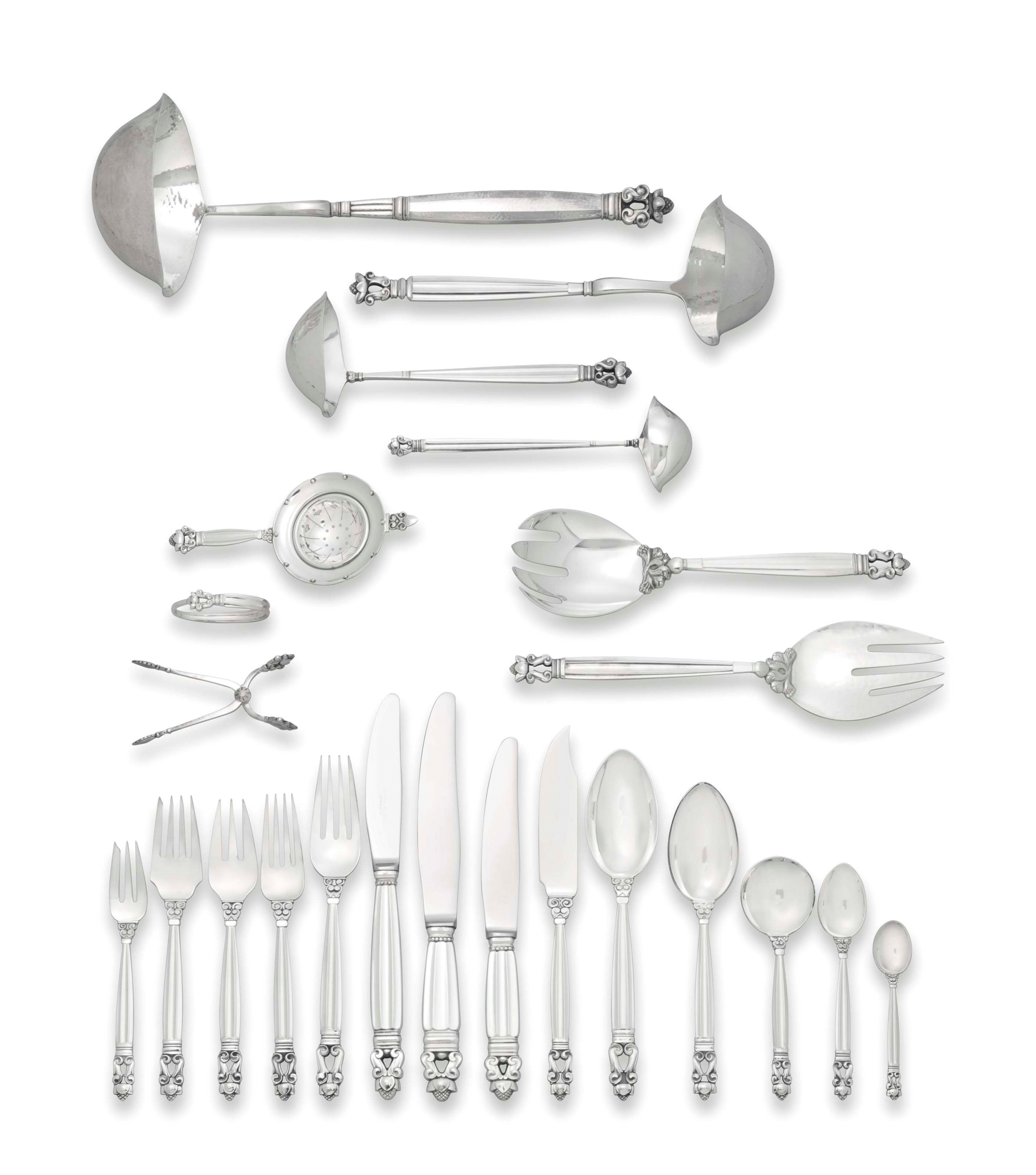 A DANISH SILVER FLATWARE SERVICE, DESIGNED BY JOHAN ROHDE