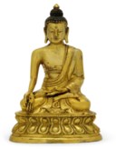A GILT-BRONZE FIGURE OF MEDICINE BUDDHA