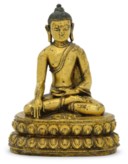 A GILT-BRONZE FIGURE OF BUDDHA AKSHOBYA