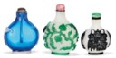 THREE GLASS OVERLAY SNUFF BOTTLES