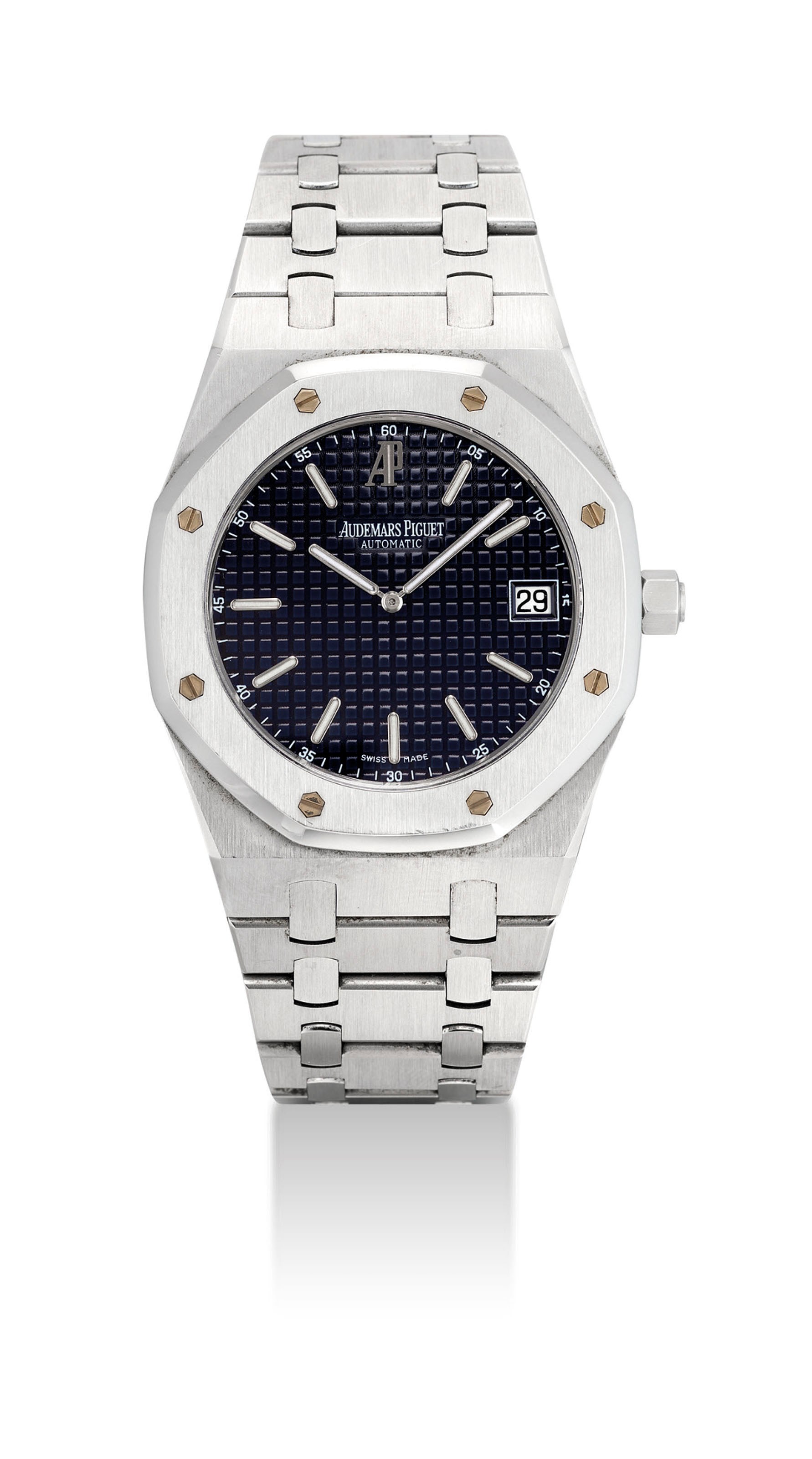 AUDEMARS PIGUET. A FINE STAINLESS STEEL LIMITED EDITION AUTOMATIC WRISTWATCH WITH DATE AND BRACELET