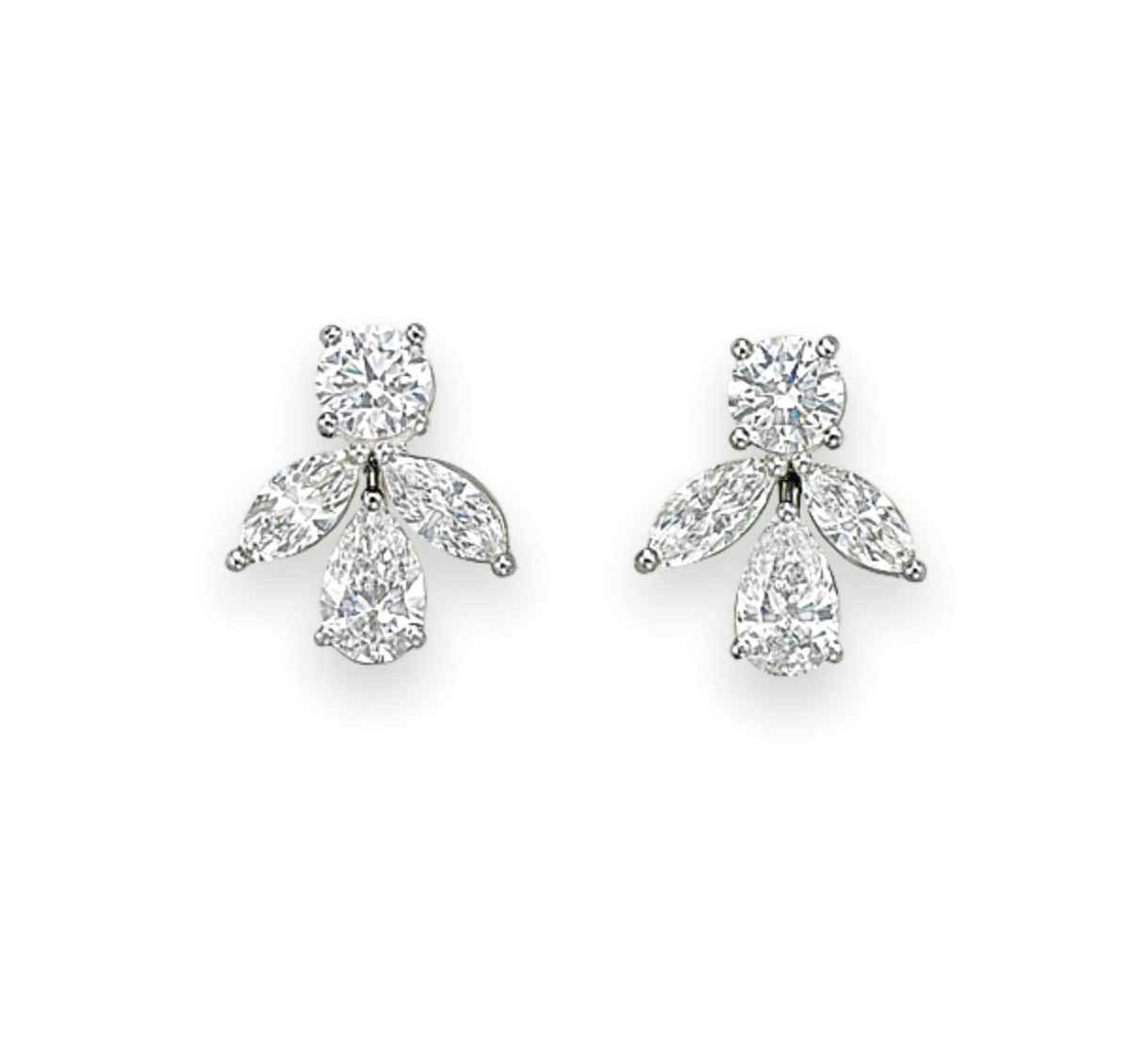 A PAIR OF DIAMOND CLUSTER EAR CLIPS, BY GRAFF