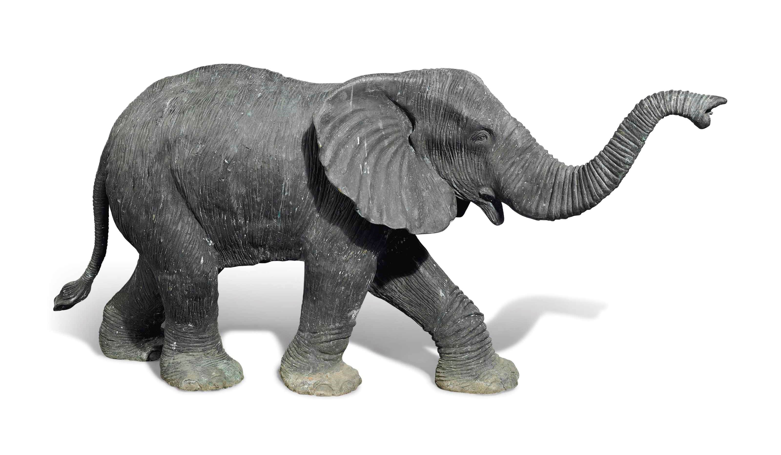 A BRONZE MODEL OF AN ELEPHANT