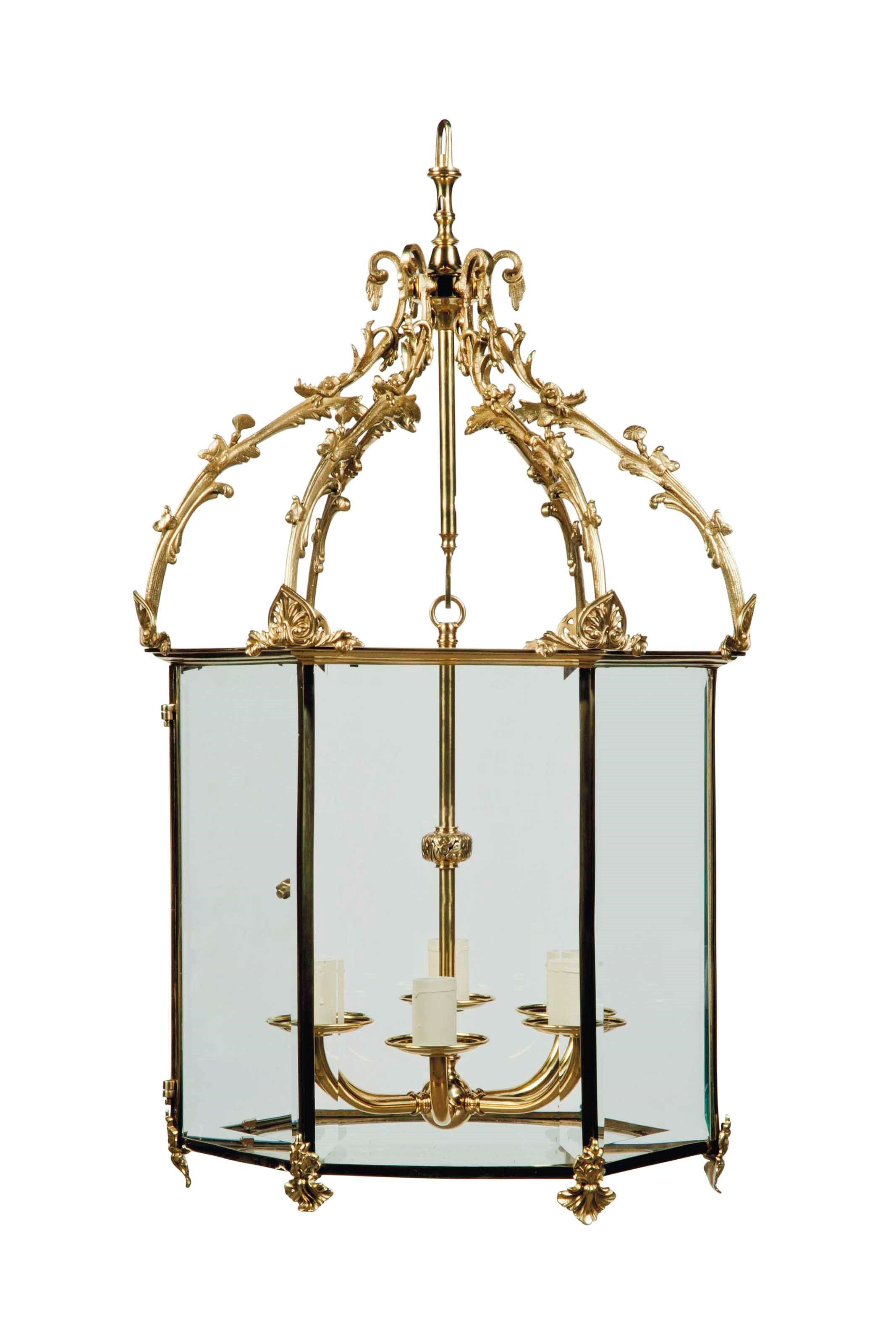 A VICTORIAN ORMOLU HALL LANTERN