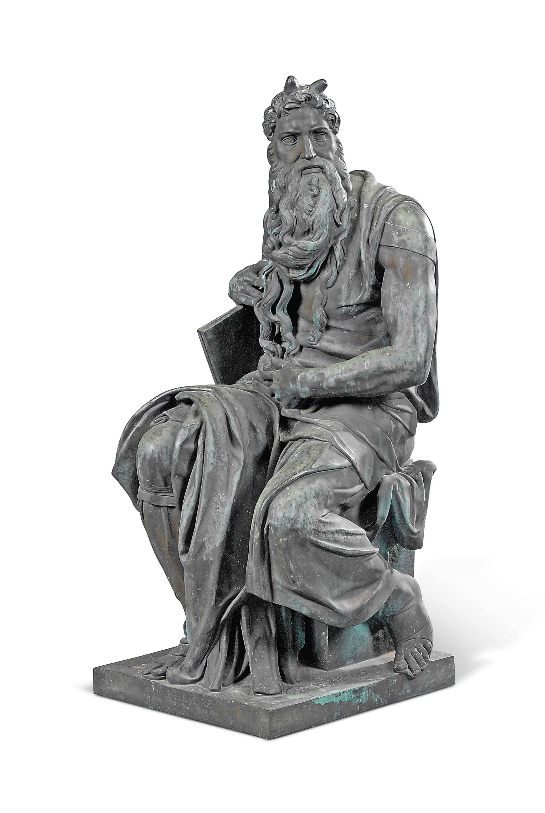 A LARGE FRENCH BRONZE FIGURE OF MOSES