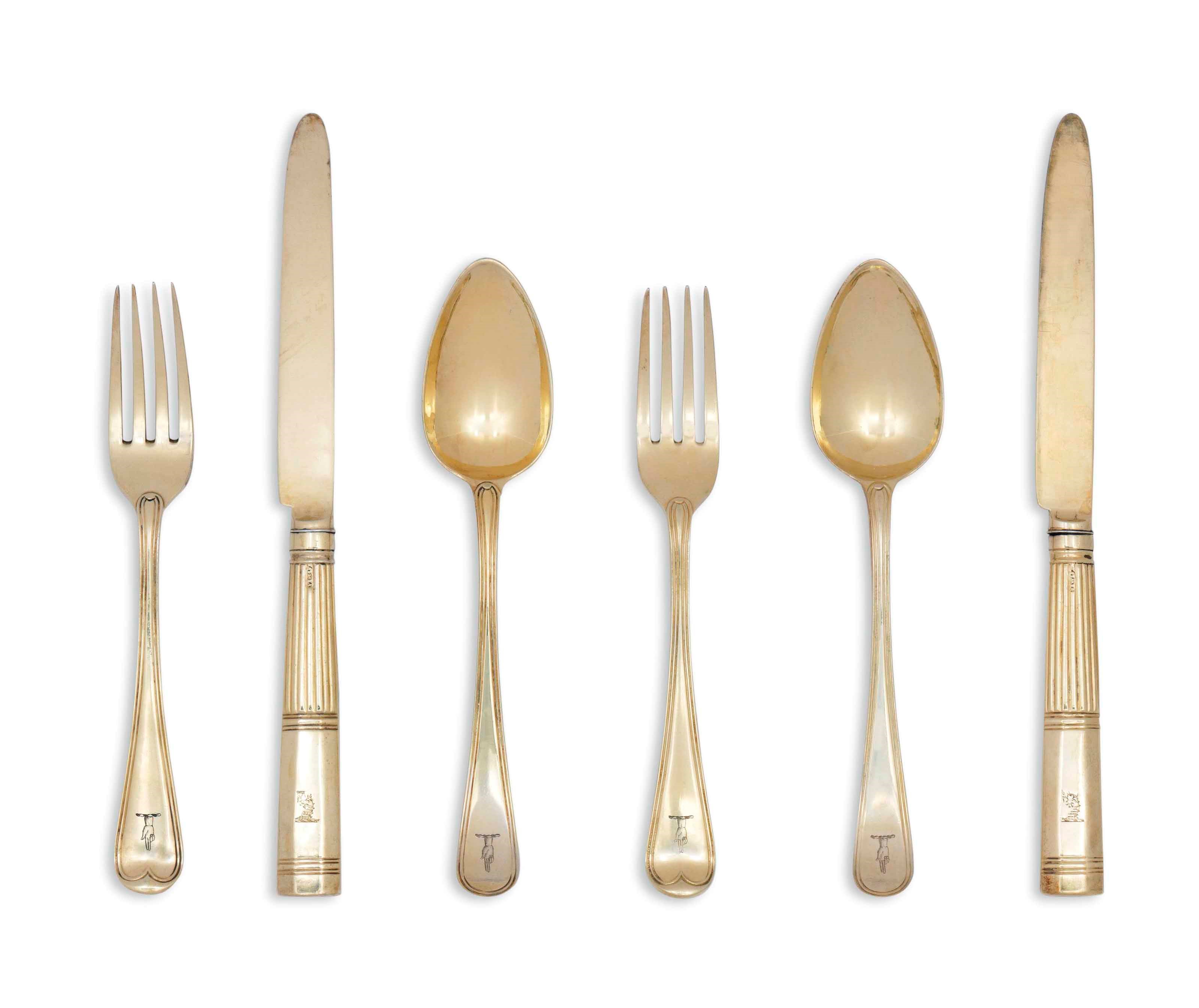 A GEORGE III SILVER-GILT DESSERT-SERVICE