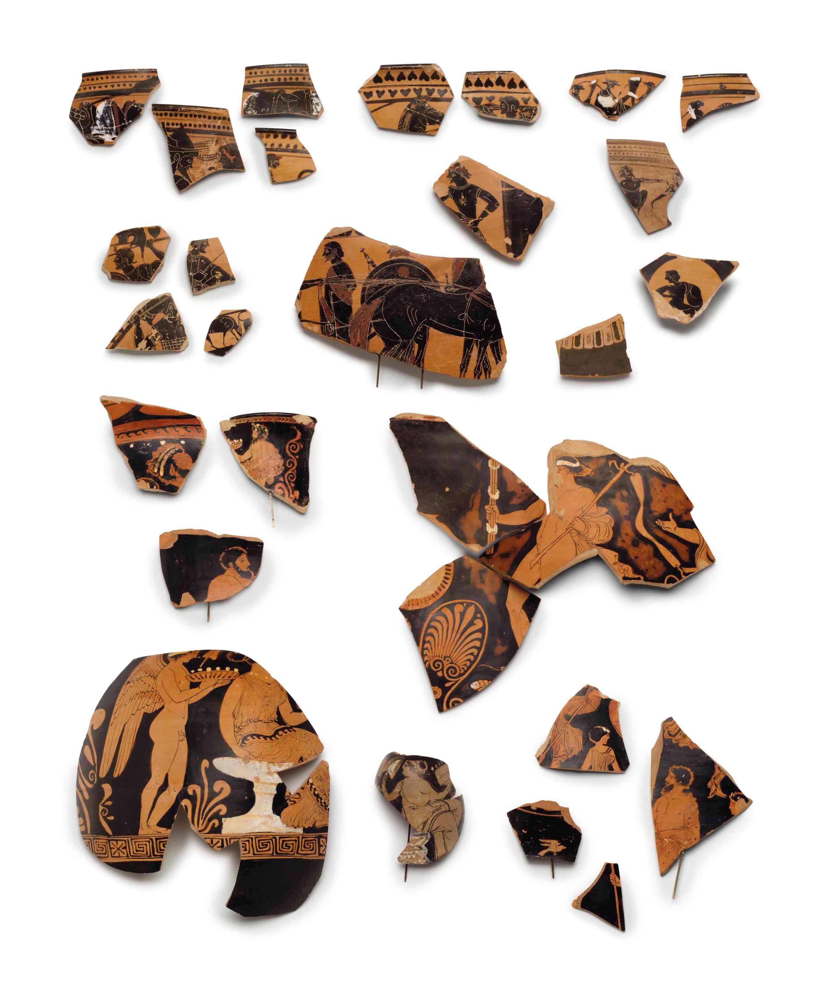 TWENTY-SEVEN GREEK VASE FRAGMENTS