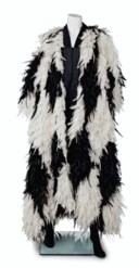 A BLACK AND WHITE FEATHER COAT