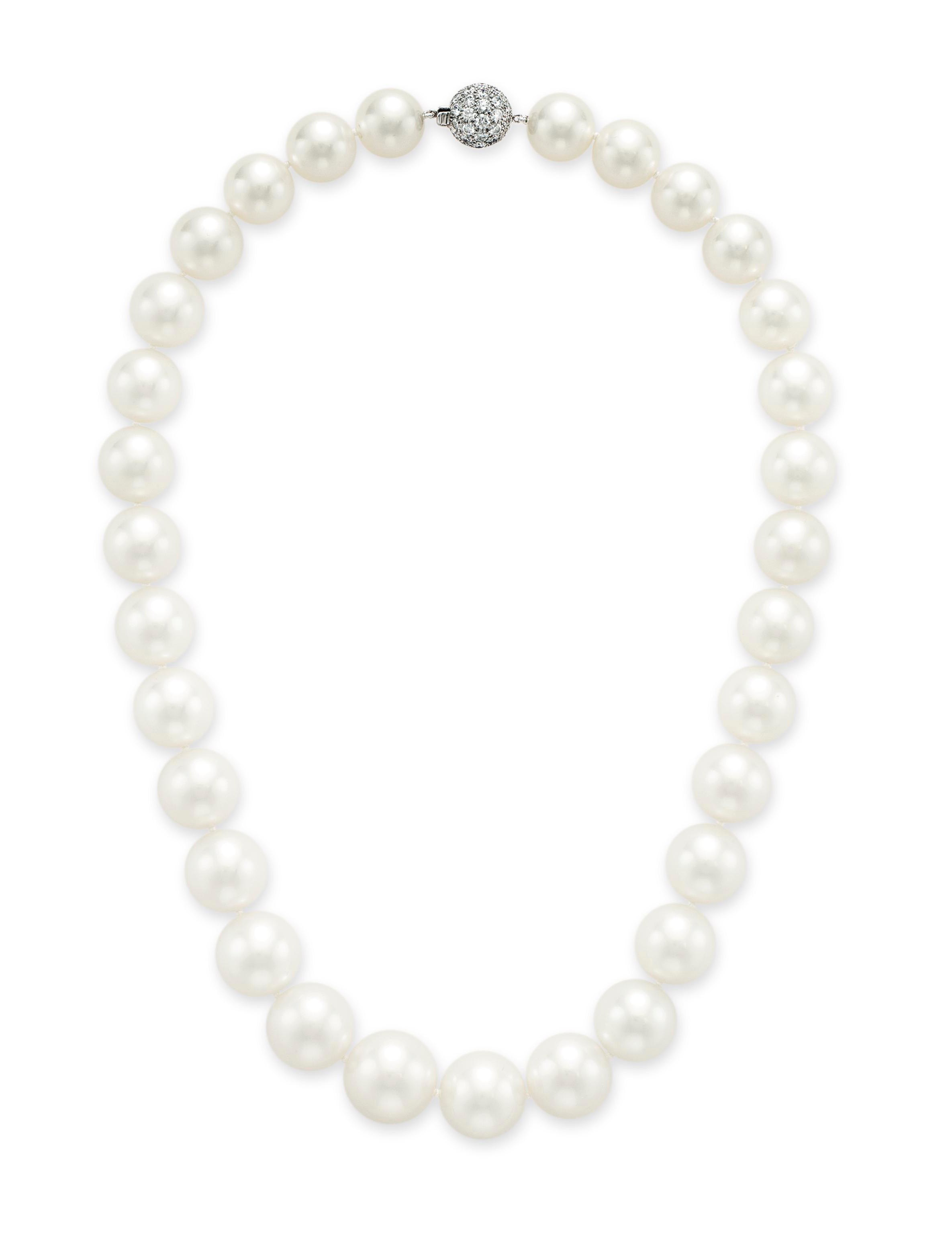 A CULTURED PEARL AND DIAMOND NECKLACE, BY TIFFANY & CO.