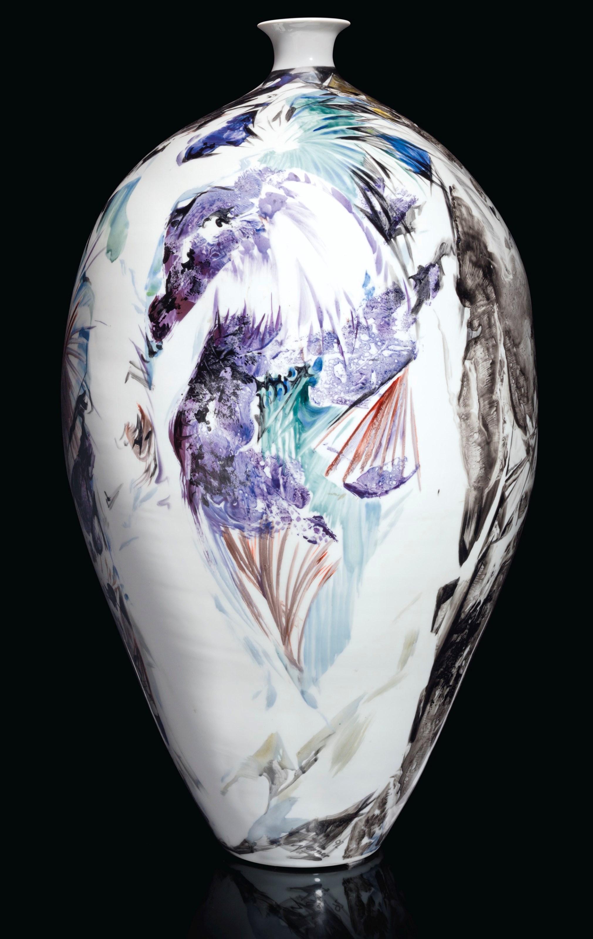 A LARGE MEISSEN PORCELAIN VASE PAINTED BY PROFESSOR HEINZ WERNER