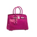 A SHINY ROSE SCHÉHÉRAZADE NILOTICUS CROCODILE BIRKIN 30 WITH PALLADIUM HARDWARE