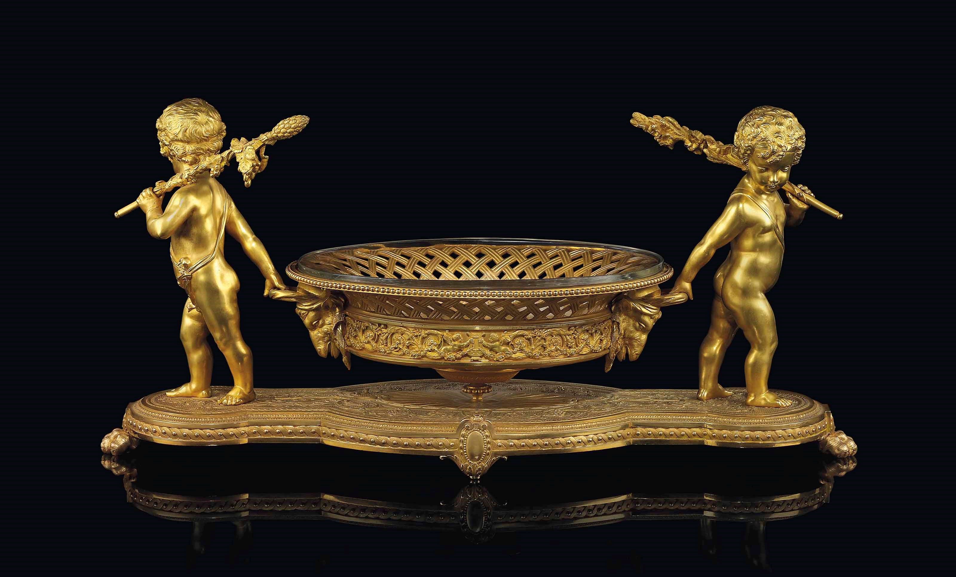 A FRENCH ORMOLU AND CUT-GLASS CENTREPIECE