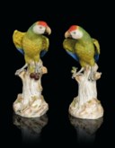 A PAIR OF MEISSEN PORCELAIN PARROTS