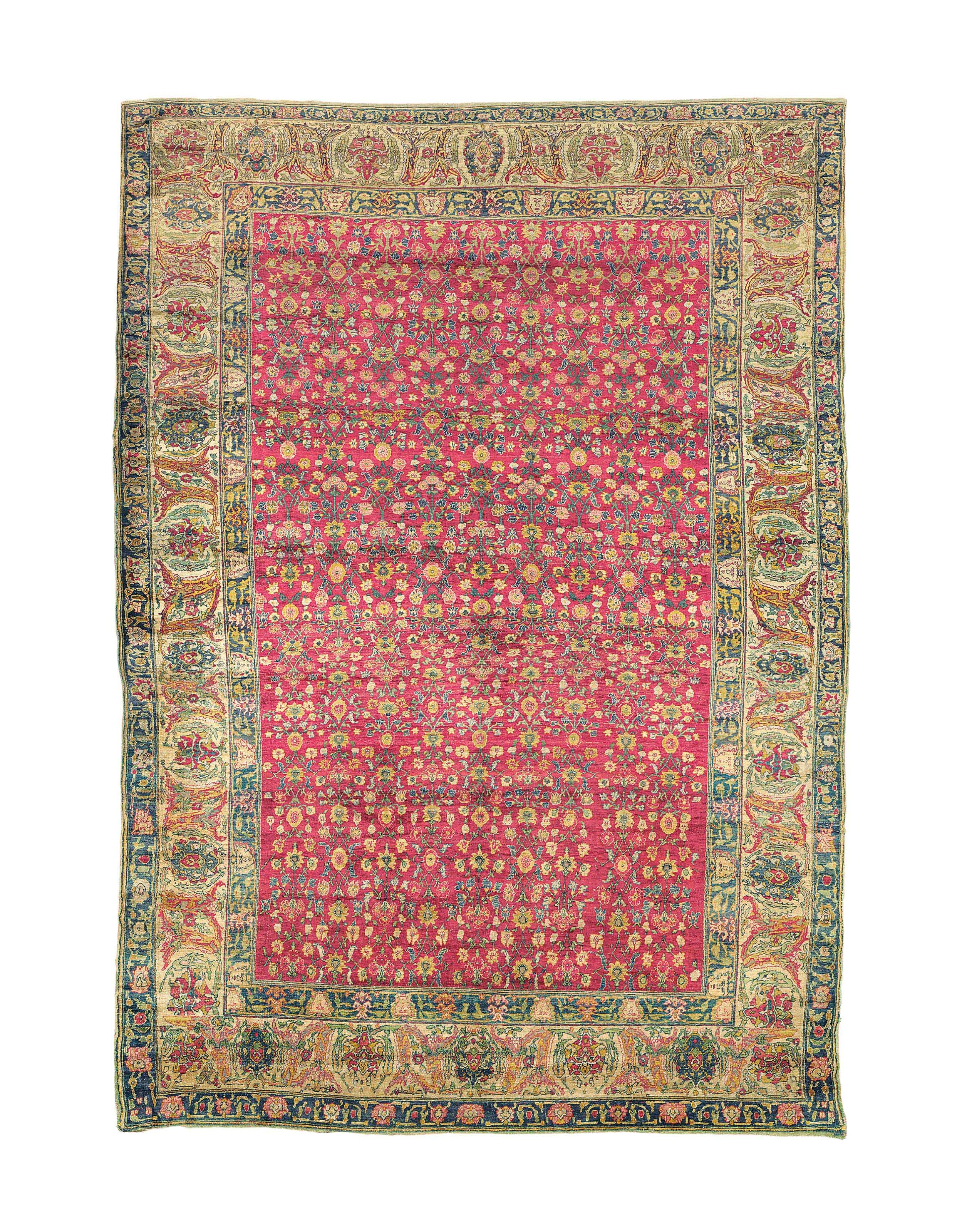 A SILK AND METAL-THREAD ANATOLIAN RUG