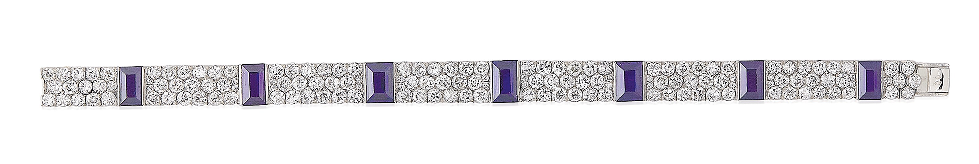 A SAPPHIRE AND DIAMOND BRACELET